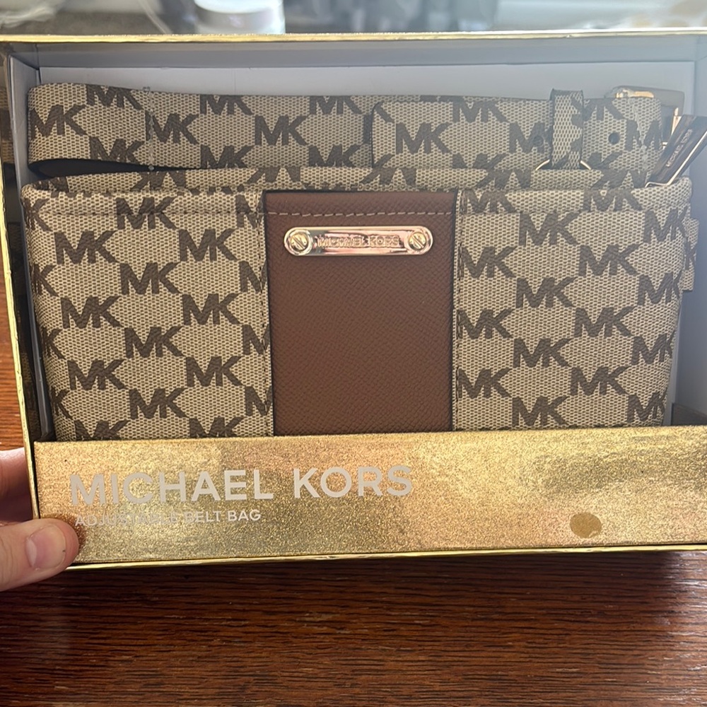 Michael Kors Brown and Cream Belt Bag